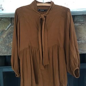 ZARA woman elegant tie neck blouse small